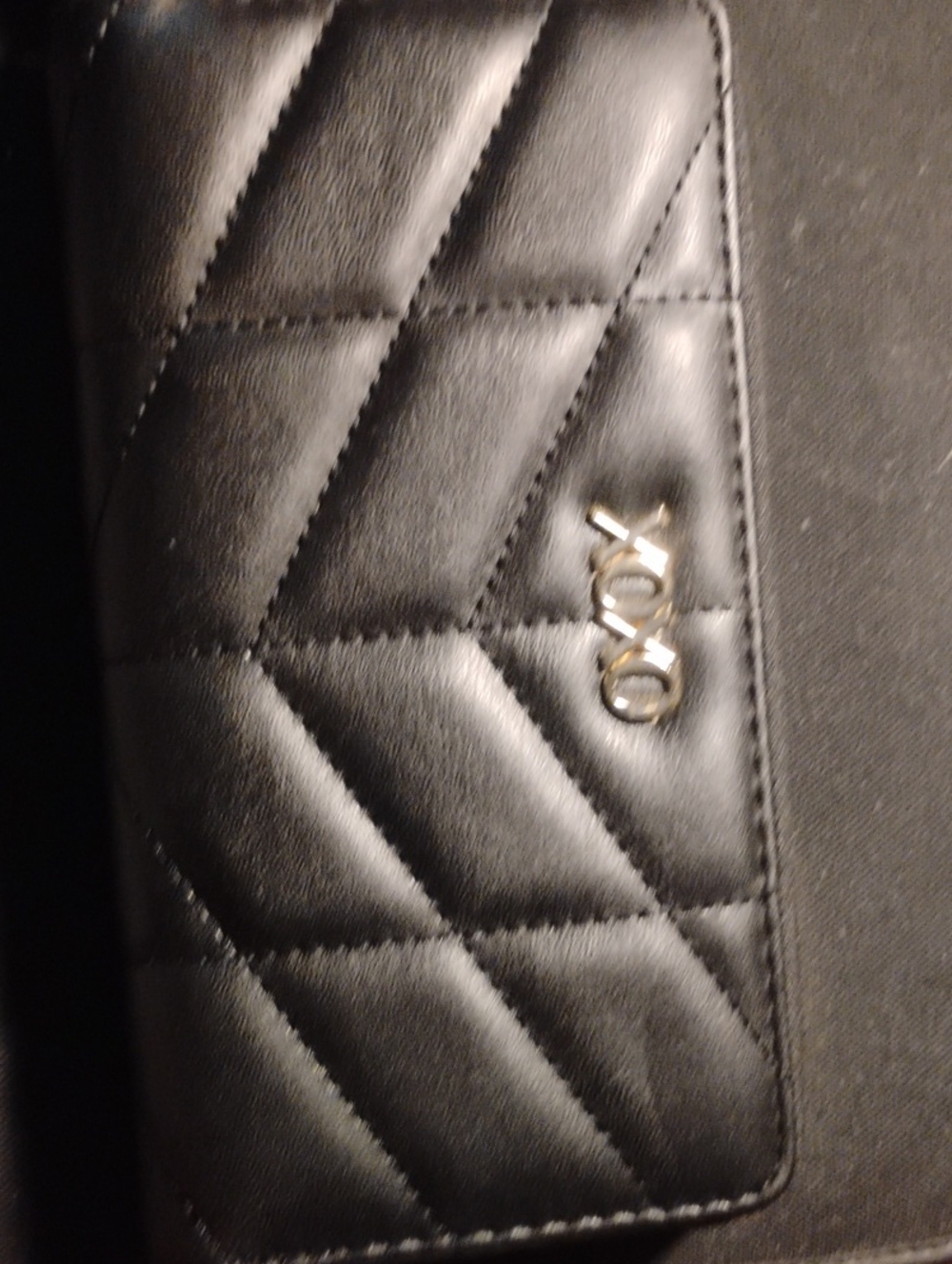 XOXO Black Quilted Chevron Wallet with Gold Logo